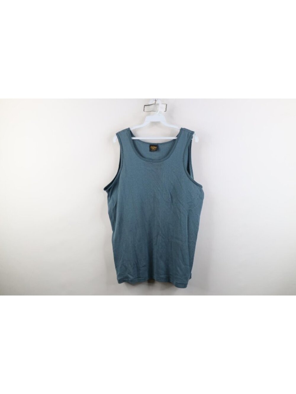Vtg 90s Streetwear Mens L Blank Thermal Cotton Ribbed Knit Tank Top T-Shirt USA